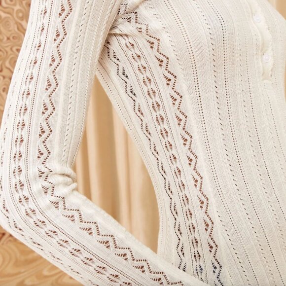 Ulla Johnson  Delia Top Cream LaceTrim Detail Sweater - Picture 3 of 16